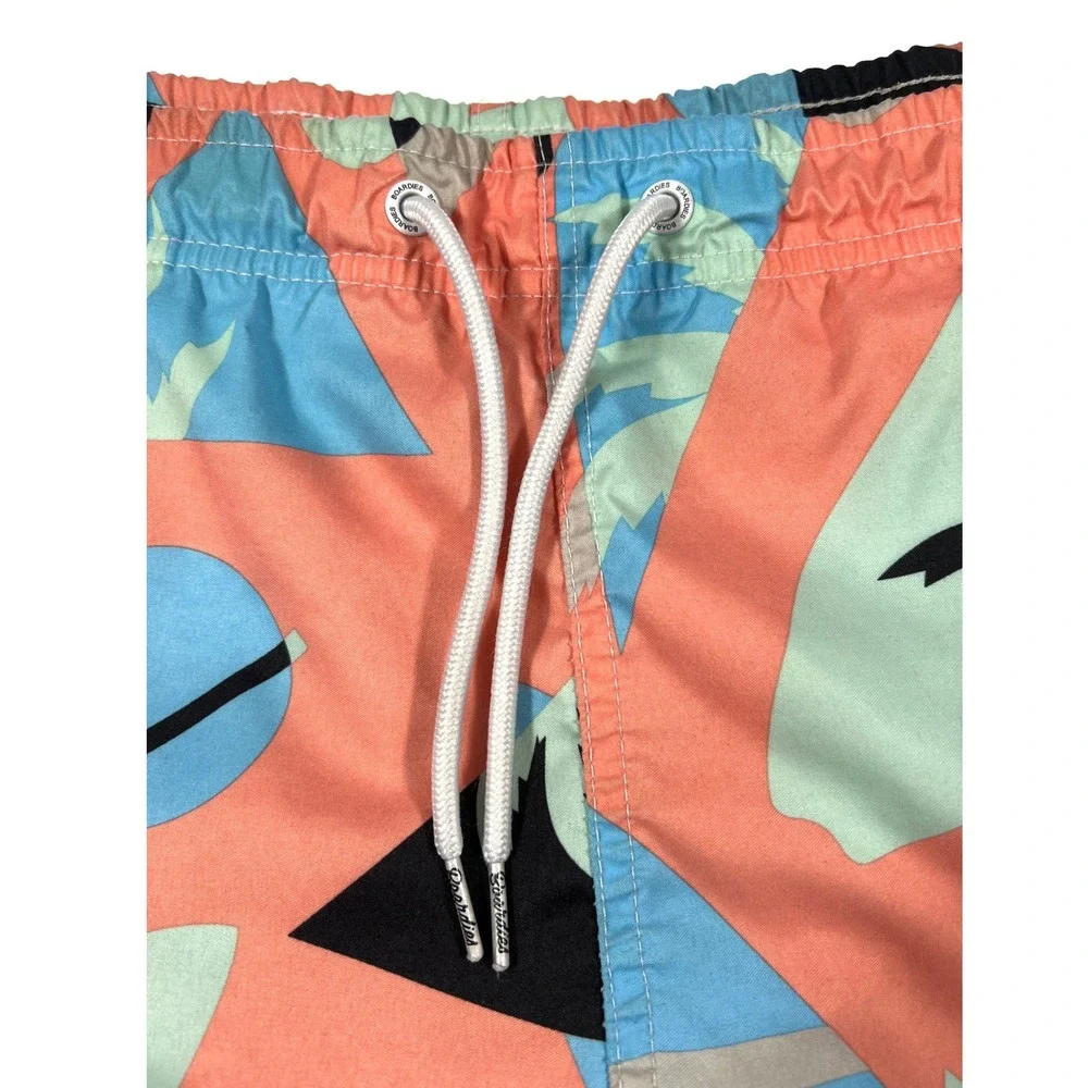 Boardies Geometric Palm Tree Swim Trunks Large Multi GUC 80's Retro Beach Summer
